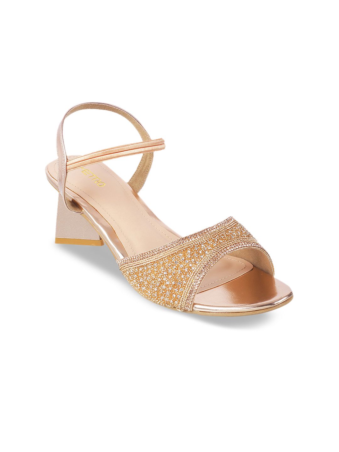 Metro Women Gold-Toned Solid Sandals Price in India