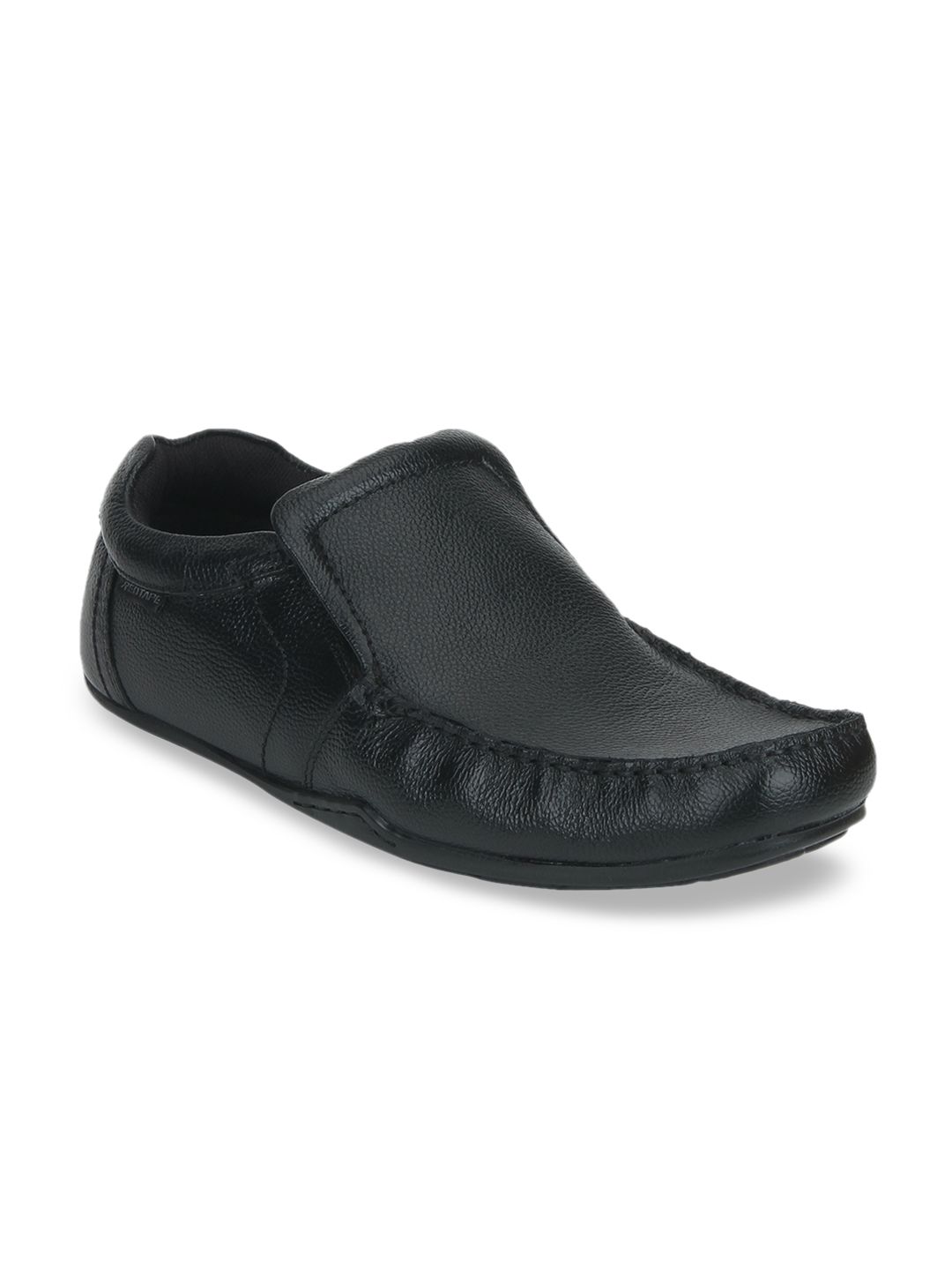 Red Tape Men Black Leather Formal Slip-Ons