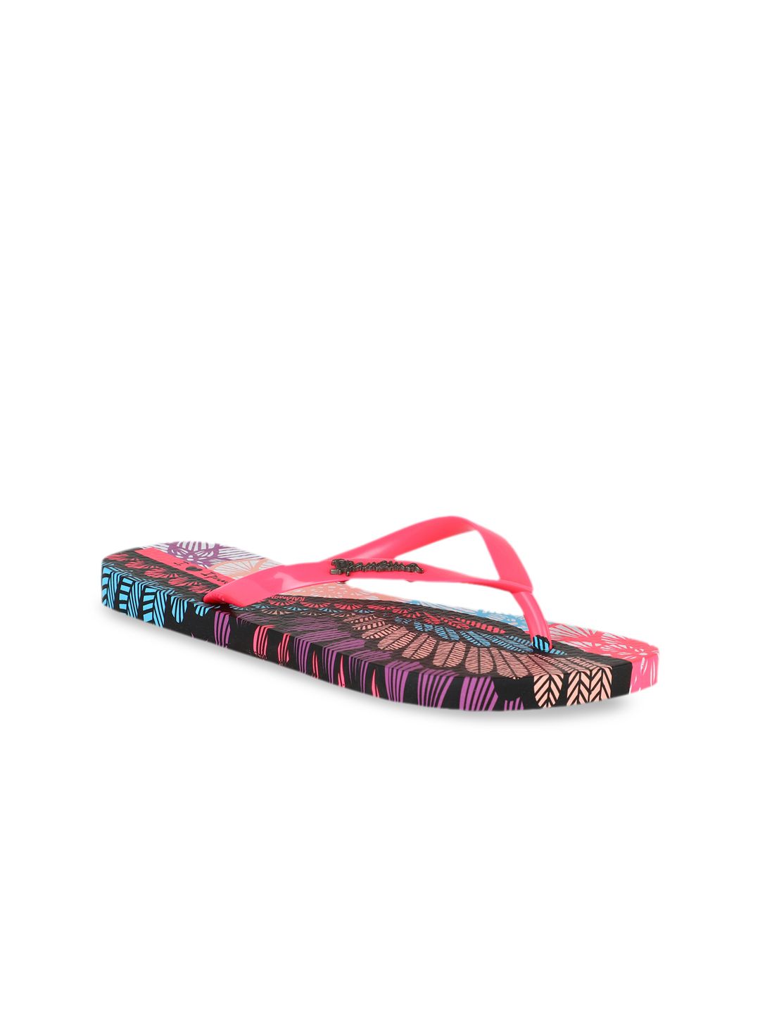 iPanema Women Pink & Black Printed Thong Flip-Flops Price in India