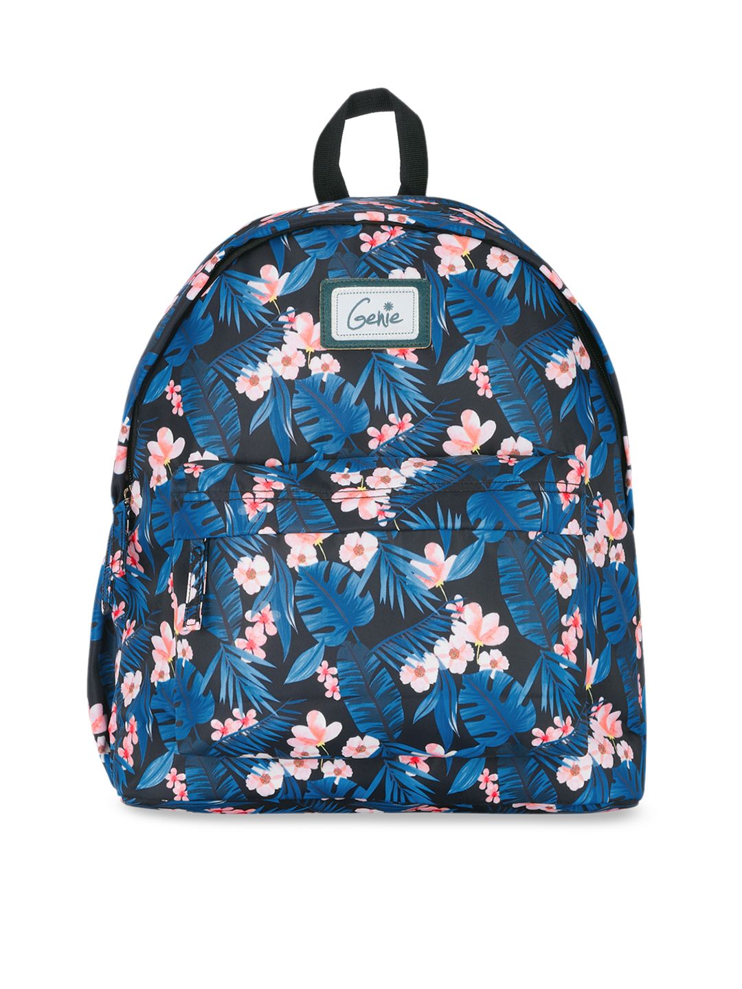 Genie Unisex Black & Blue Tropical Print 16 inches Medium Backpack Price in India