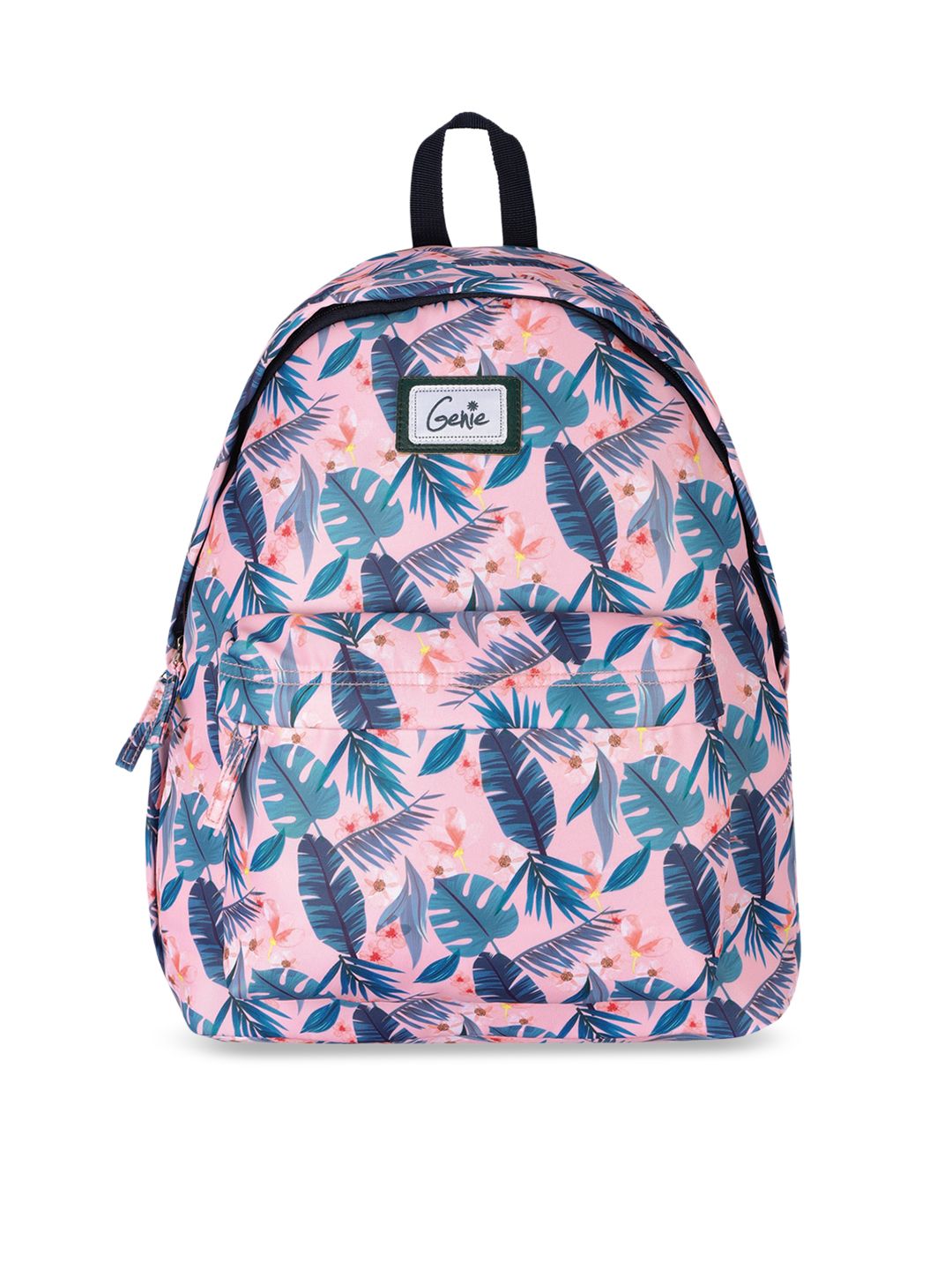 Genie Unisex Pink & Blue Tropical Print 16 inches Medium Backpack Price in India