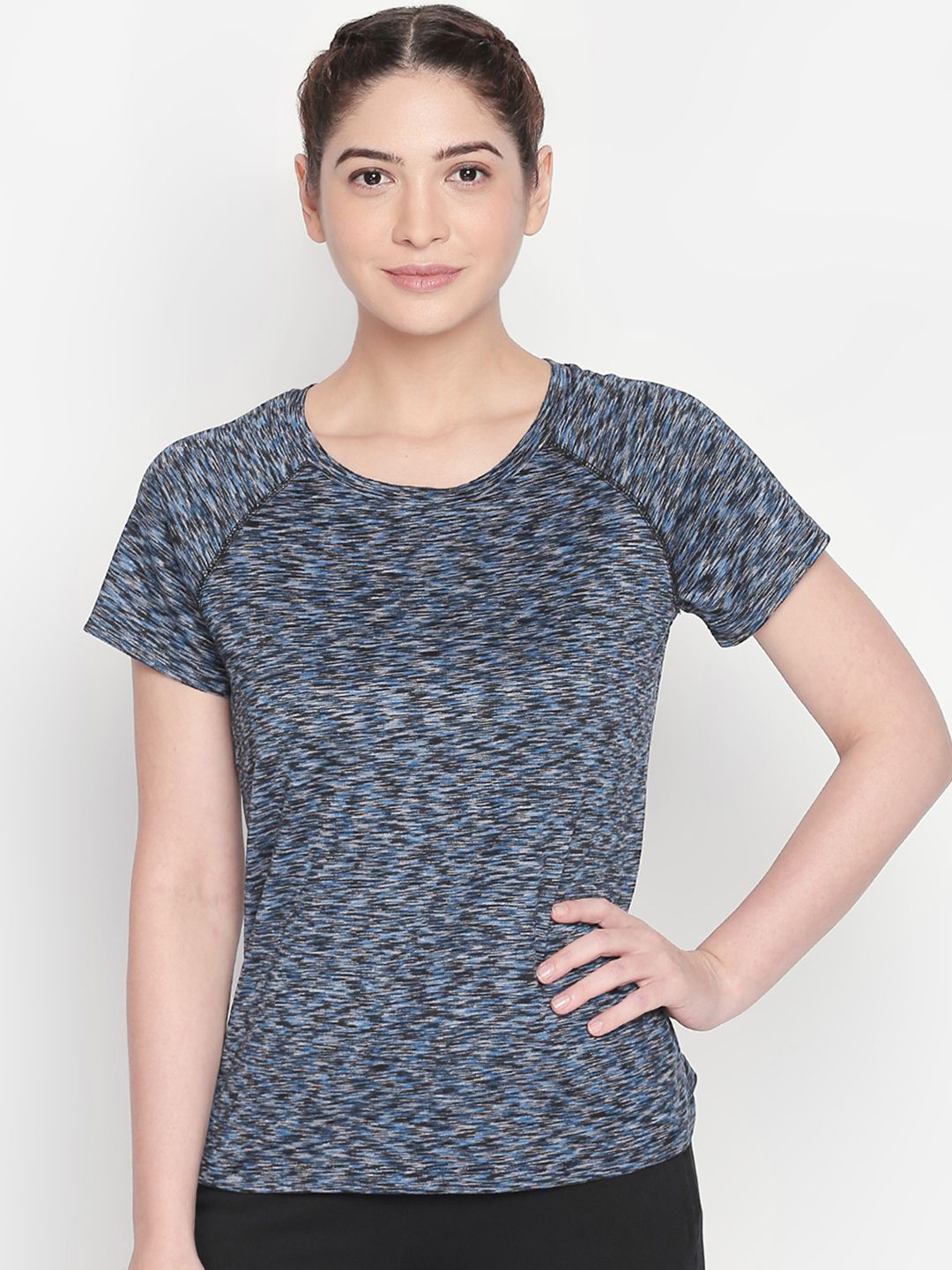 Ajile by Pantaloons Women Grey Self Design Round Neck T-shirt Price in India