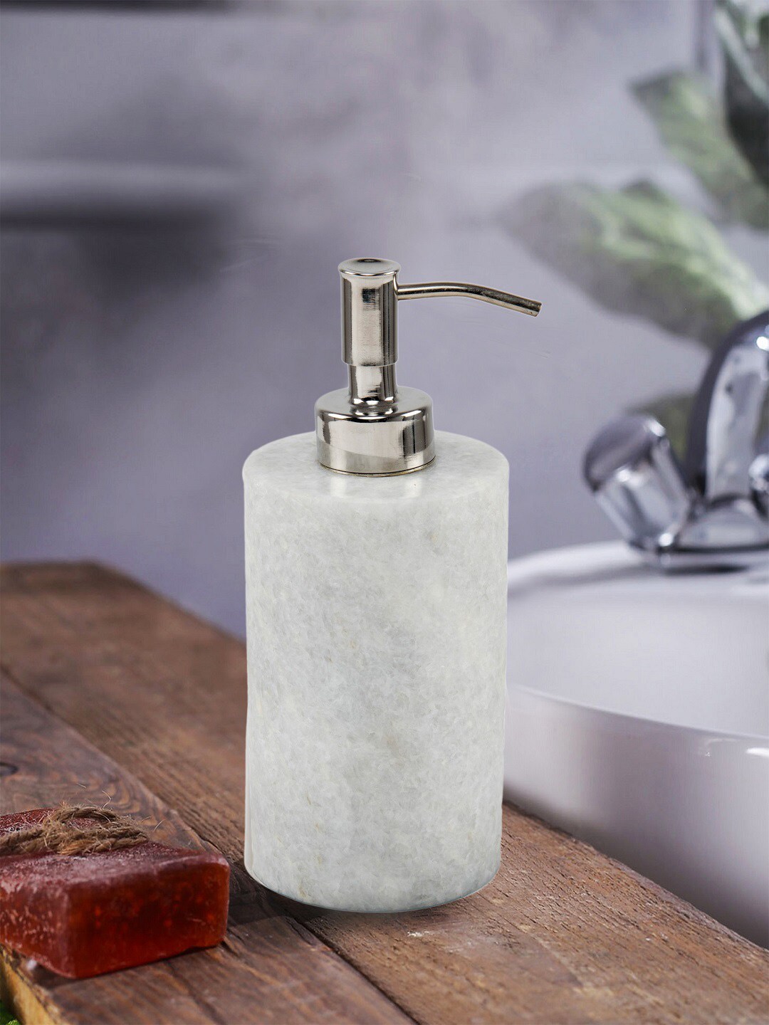 SWHF White Handmade Marble Liquid Soap Dispenser Price in India