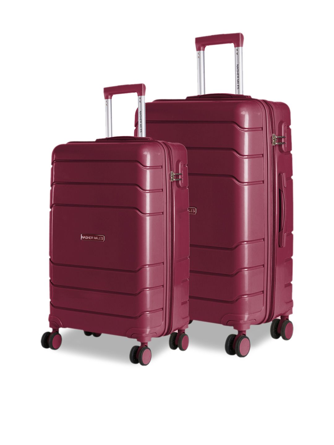 Nasher Miles Unisex Set of 2 Maroon Hard-Sided Trolley Bags Price in India