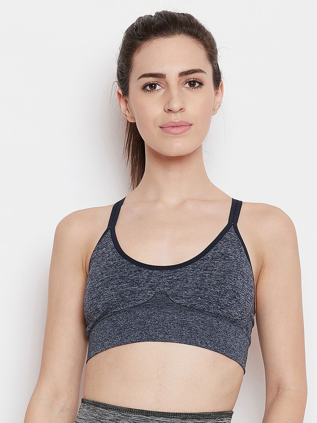 JUMP USA Navy Blue Solid Non-Wired Lightly Padded Sports Bra 161680-181/102 Price in India