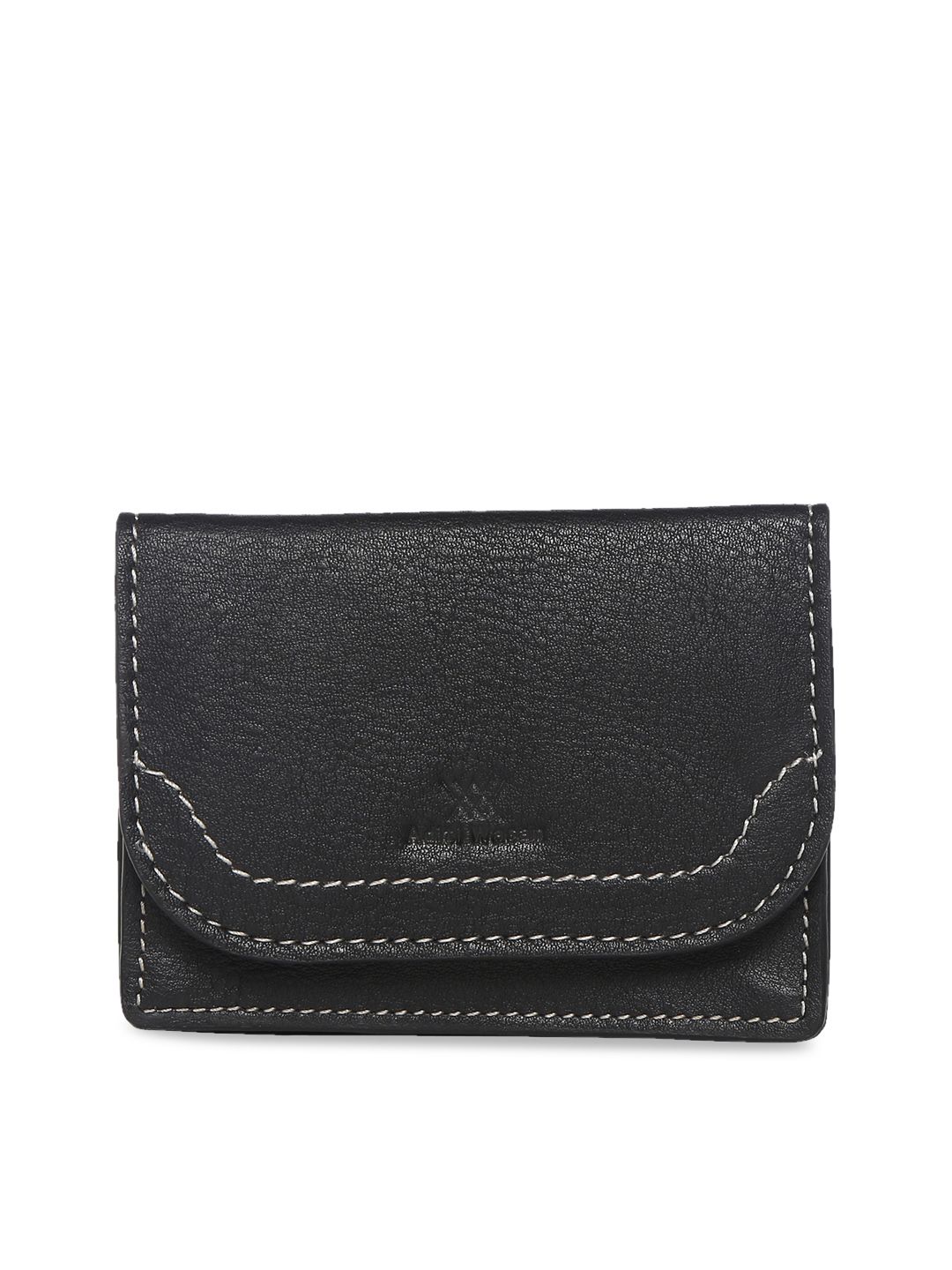 Aditi Wasan Unisex Black Solid Genuine Leather Card Holder Price in India