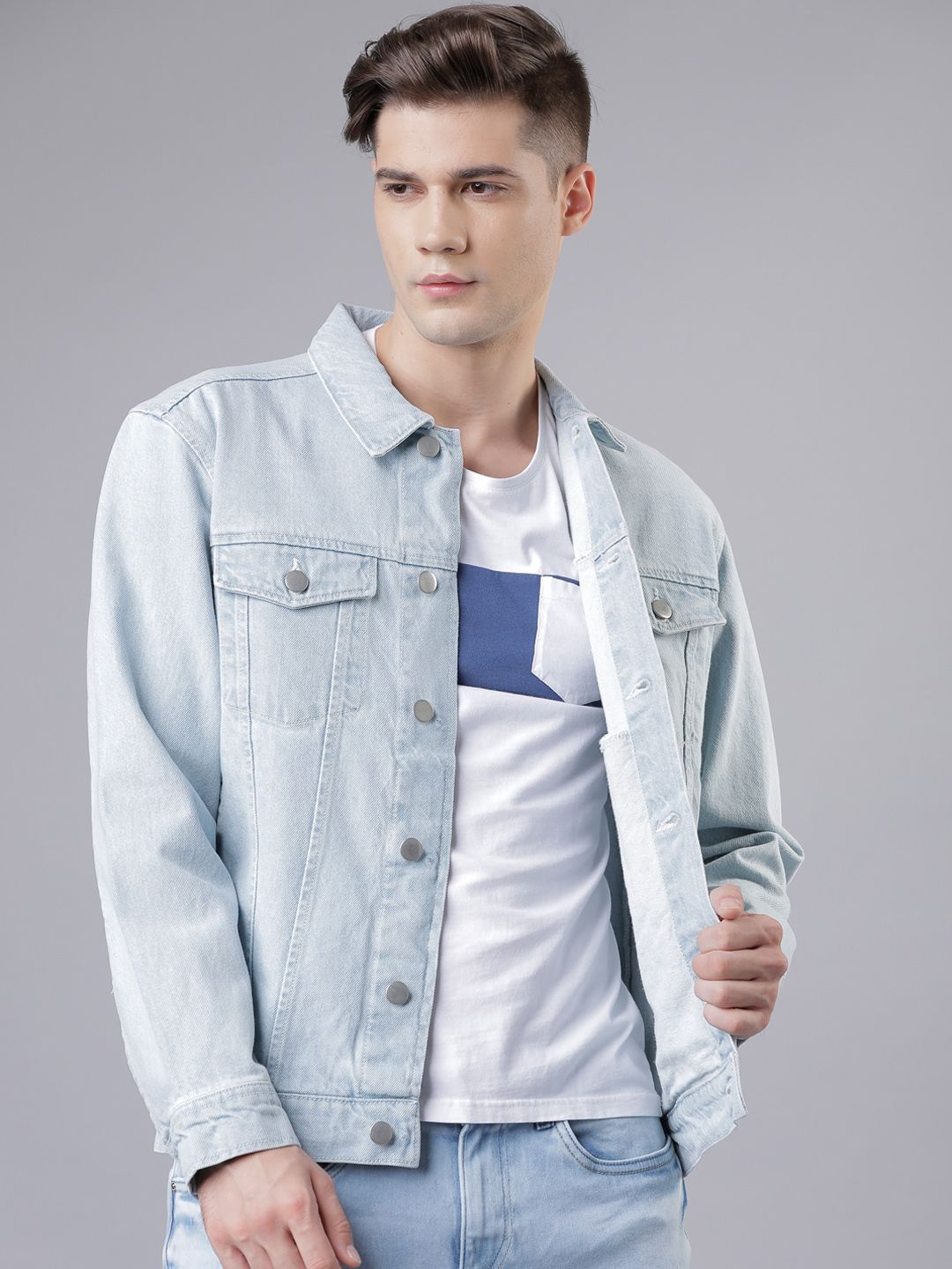 HIGHLANDER HIGHLANDER Men Blue Solid Denim Jacket