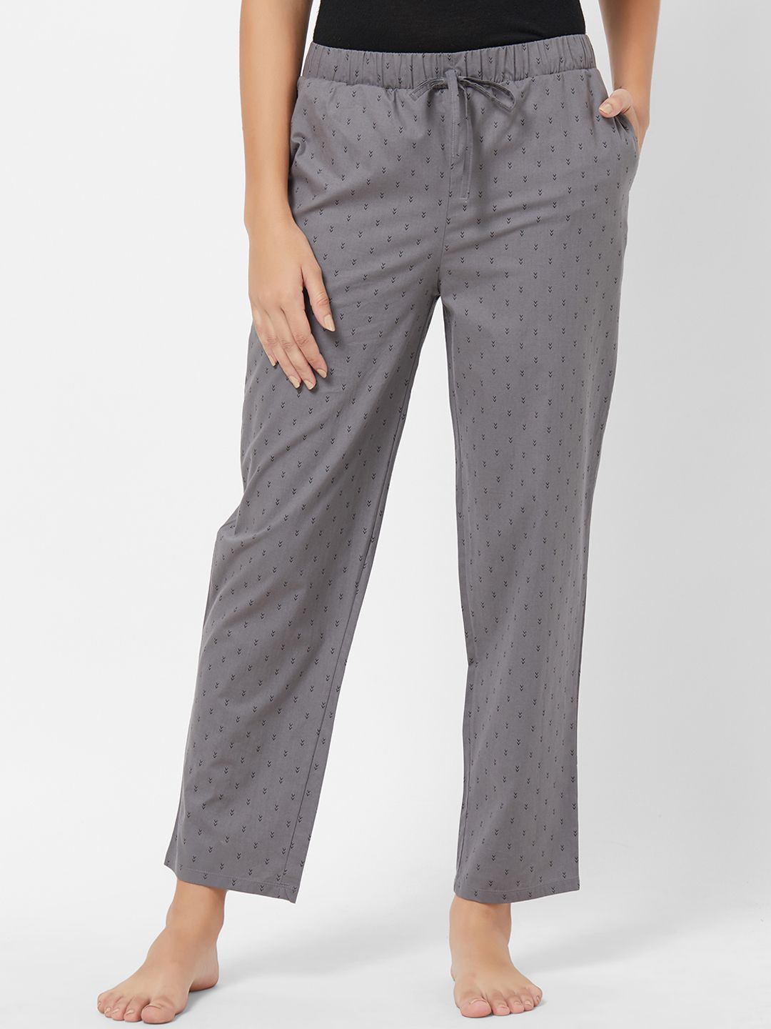 Soie Women Grey Printed Lounge Pants Price in India