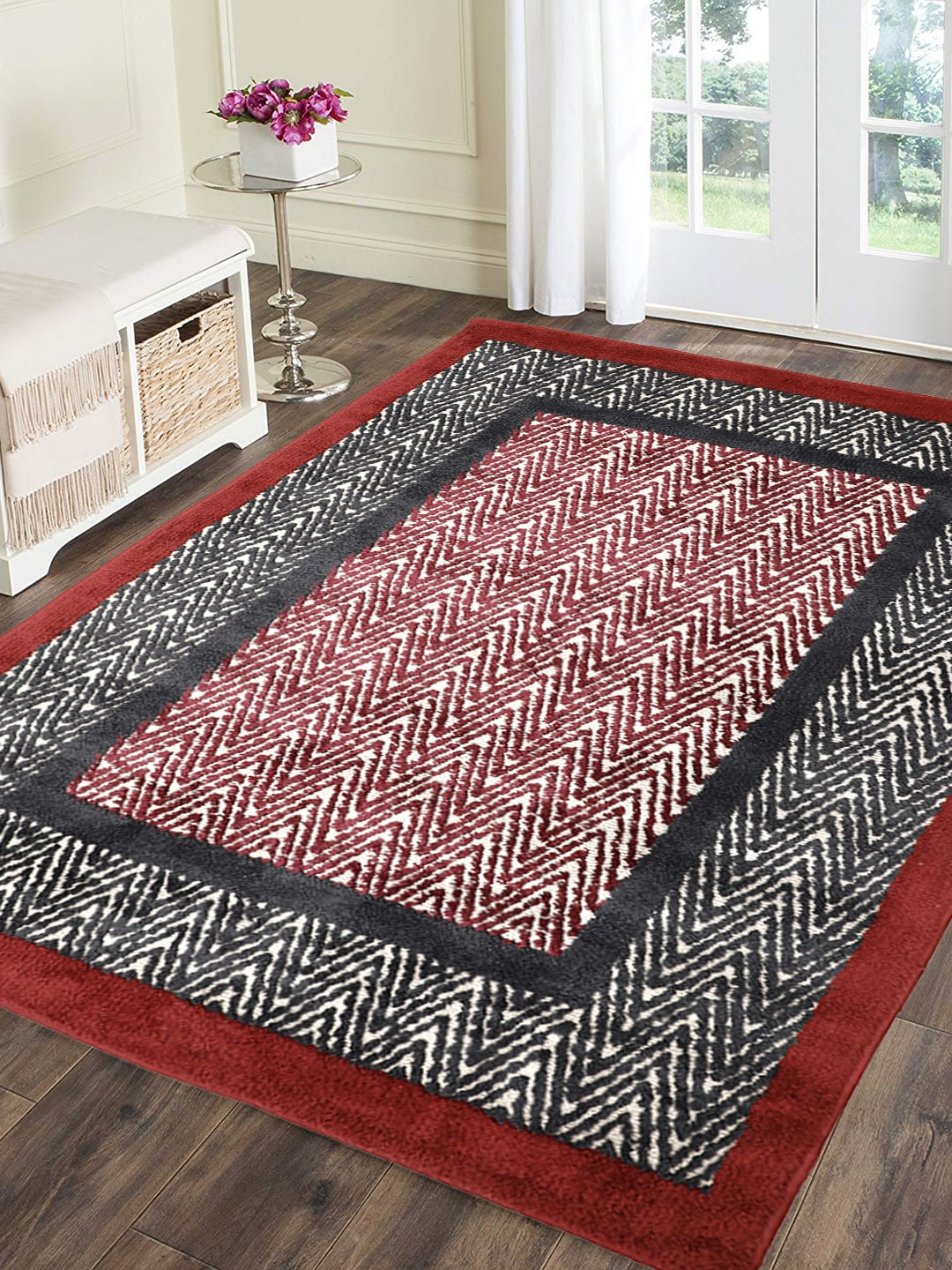 Presto Red and Grey Printed Carpet Price in India