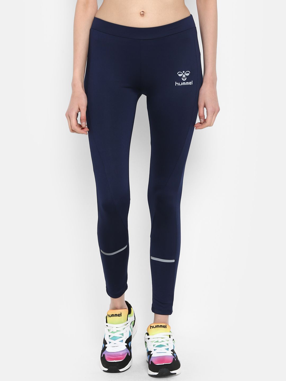 Hummel Women Navy Blue Solid Skinny-Fit Tights Price in India