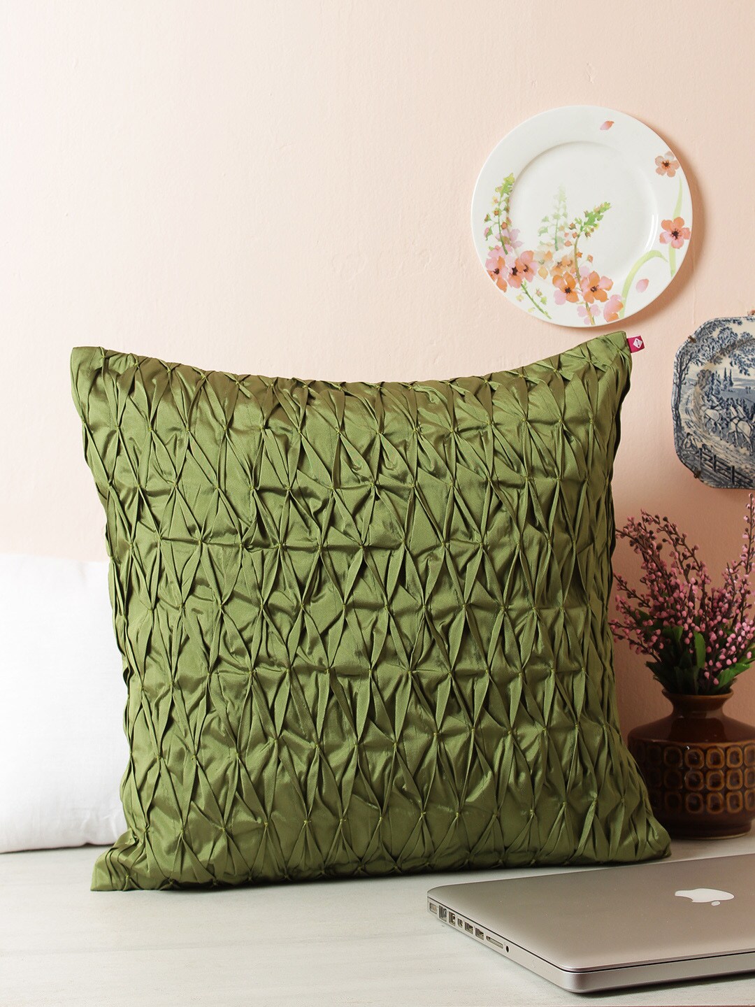 Green Pucker Single 80 GSM  Cushion Cover Price in India