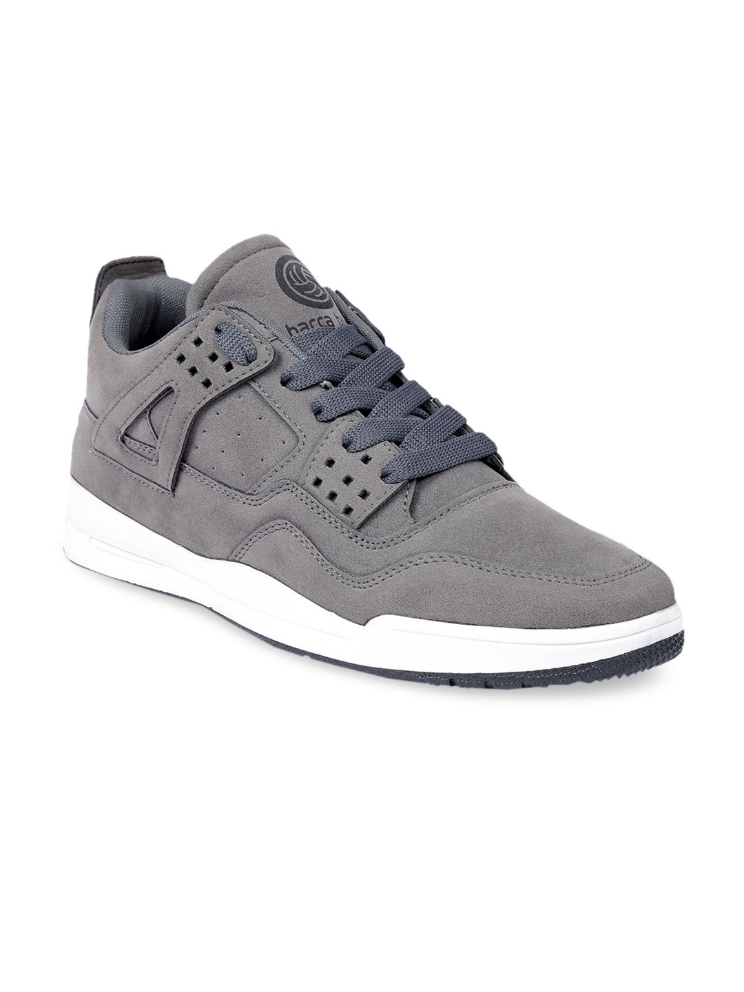 bacca bucci Men Grey Solid Suede Mid-Top Sneakers