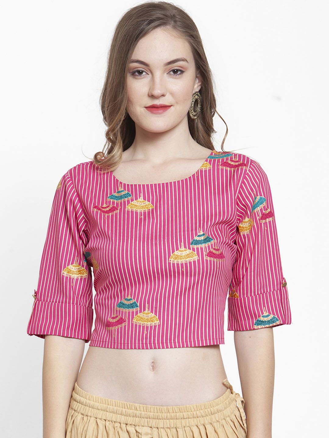 Varanga Women Pink Striped Top