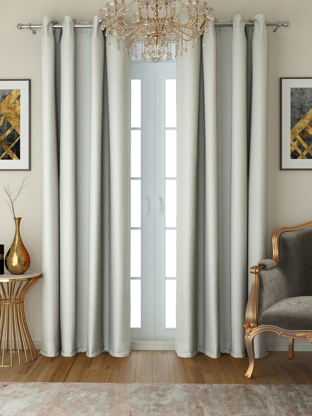 SWAYAM Off-White Set of 2 Black Out Door Curtains Price in India