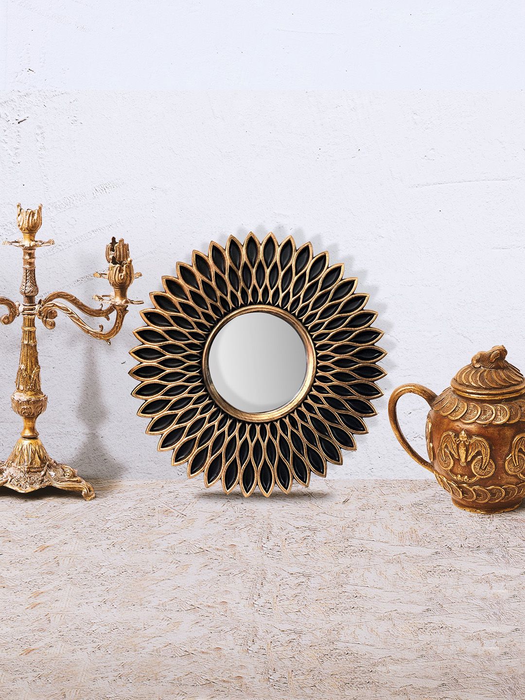 Art Street Gold-Toned Plastic Wall Mirror Price in India