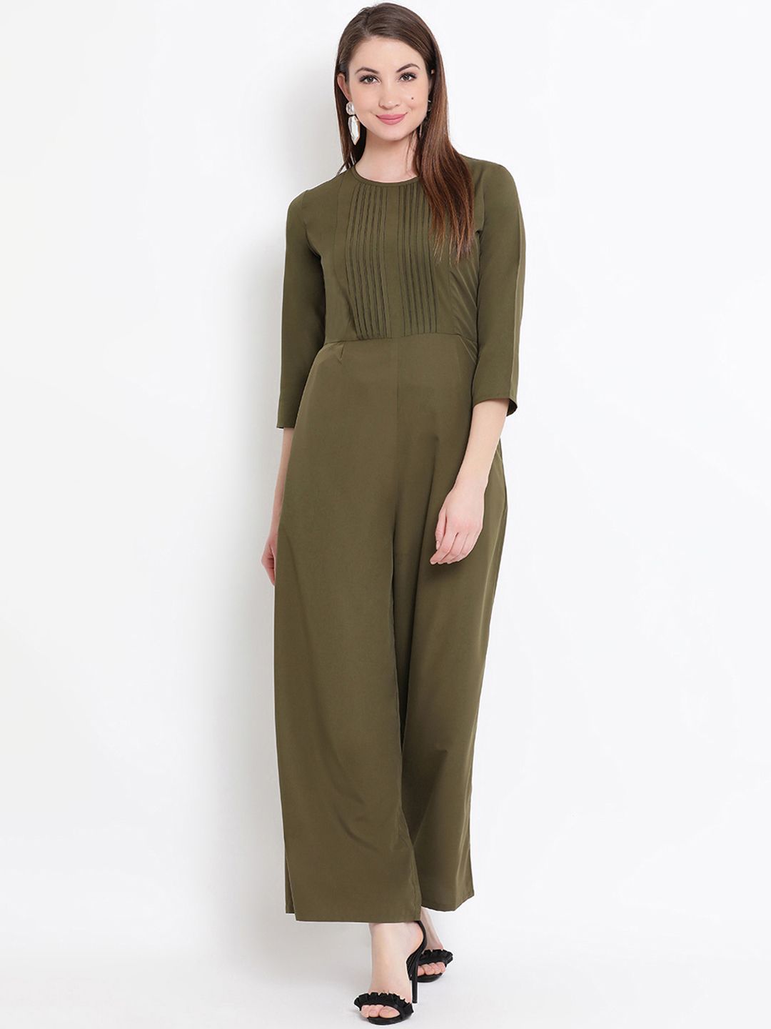 FABNEST Women Olive Green Solid Jumpsuit Price in India