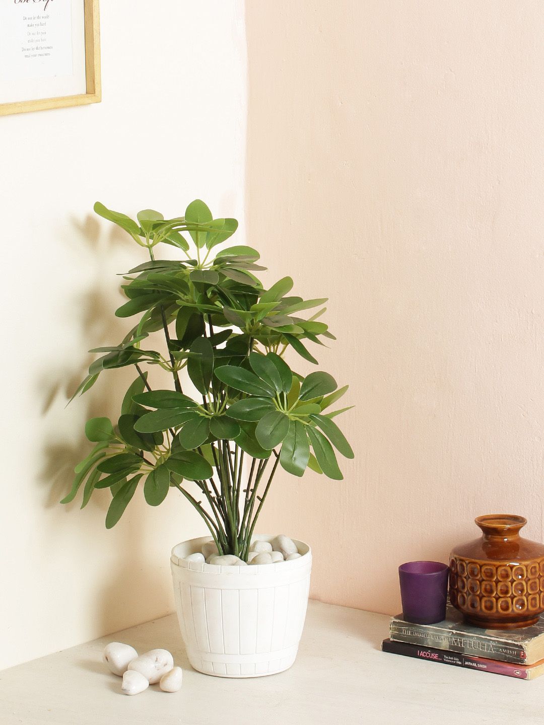 Fourwalls Green Artificial Schefflera 18 Leaves Floor Plant without Pot Price in India