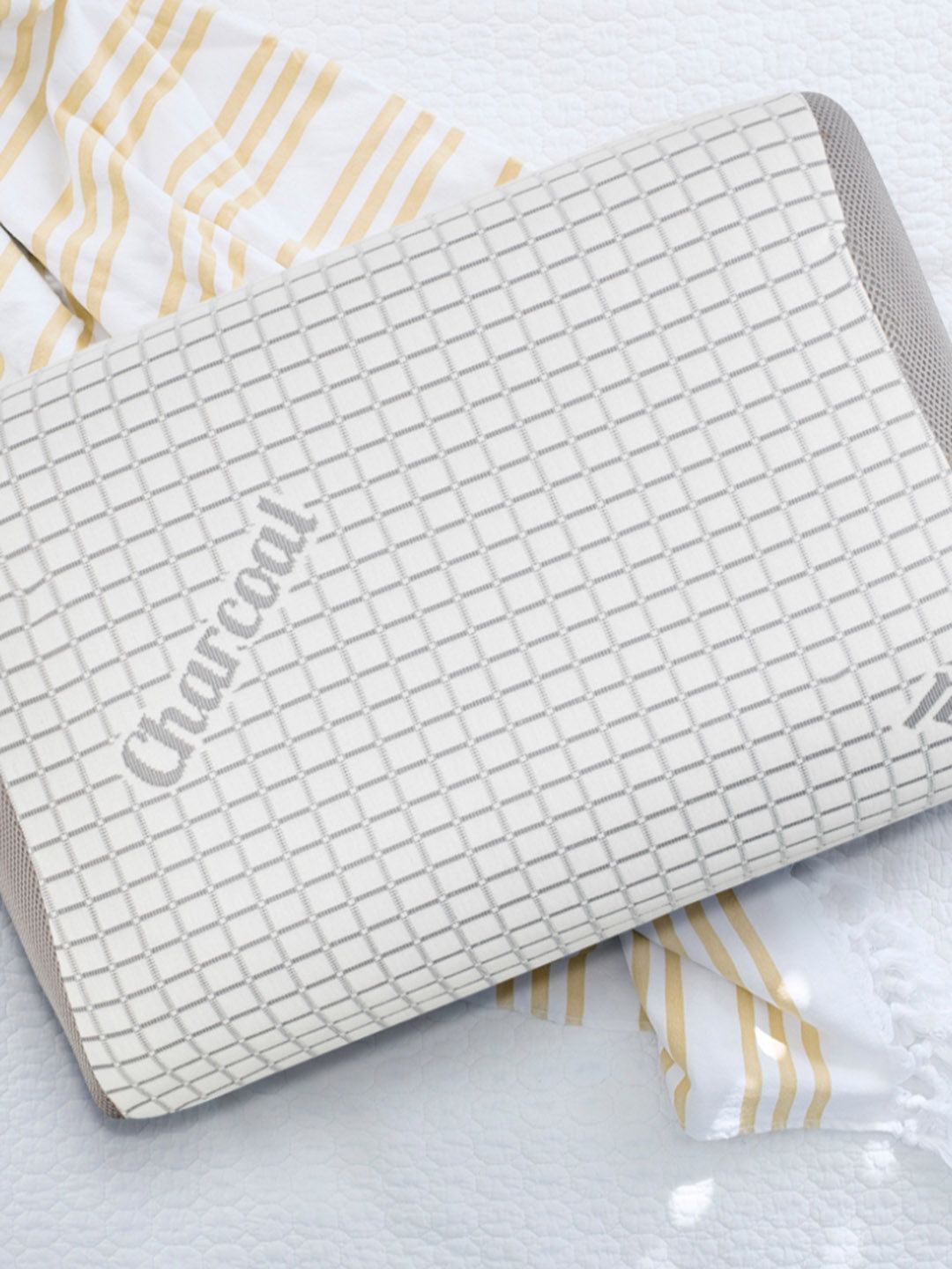 HomeTown White & Grey Memory Foam Sleep Pillow Price in India