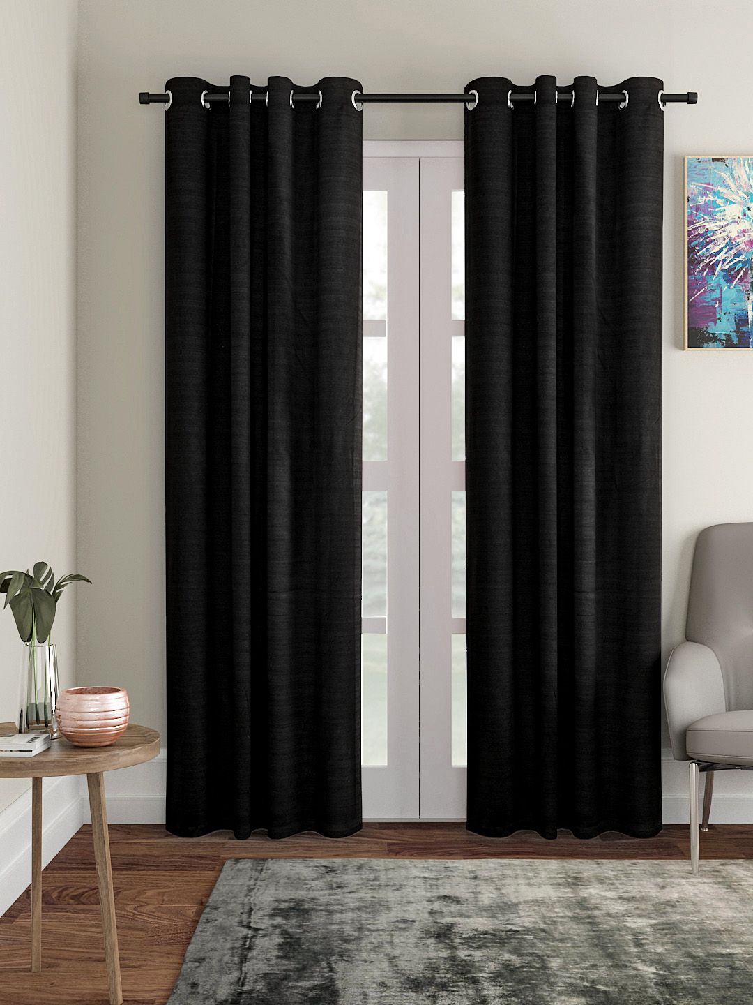 Soumya Black Single Door Curtain Price in India