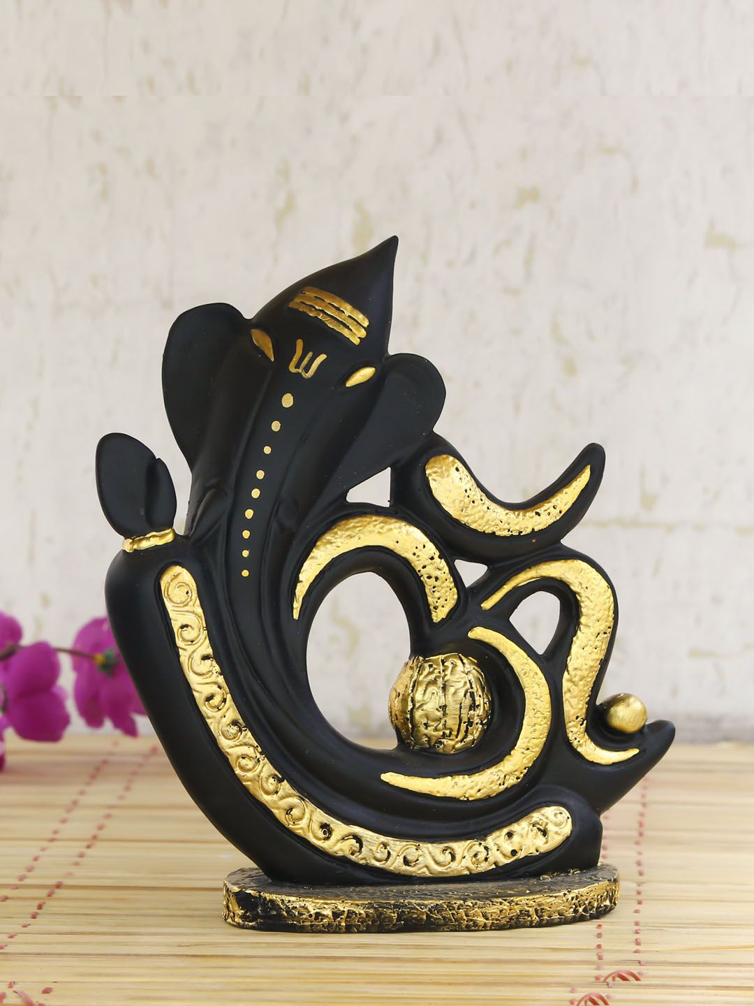 eCraftIndia Black & Gold-Toned Lord Ganesha Decorative Showpiece Price in India