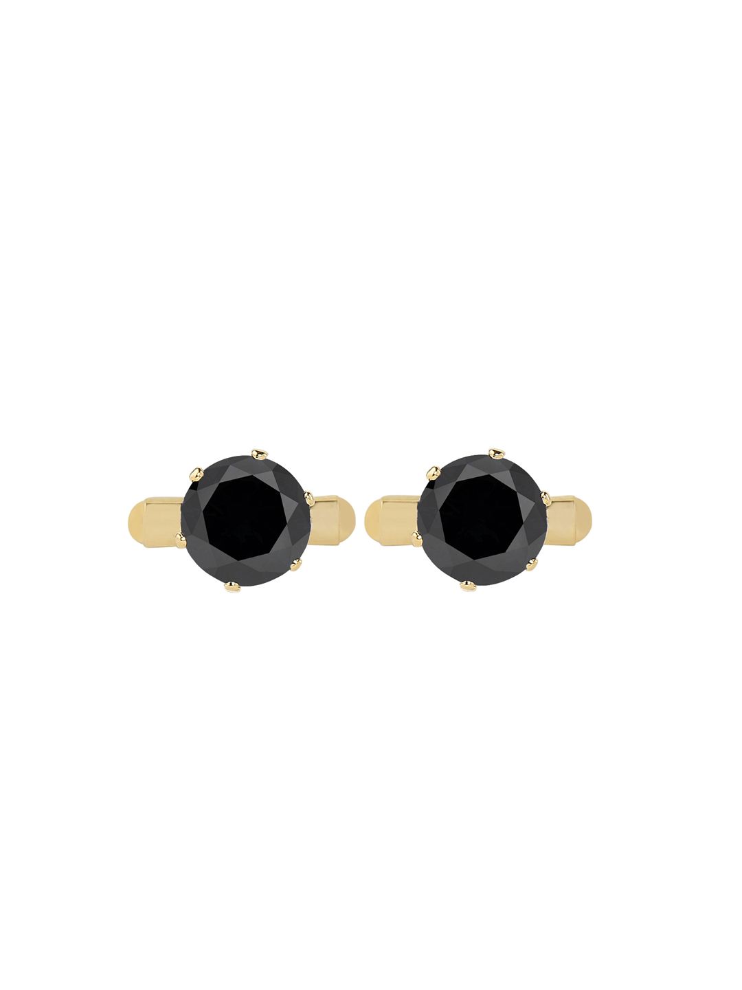 bodha Gold-Toned & Black Round Cufflinks