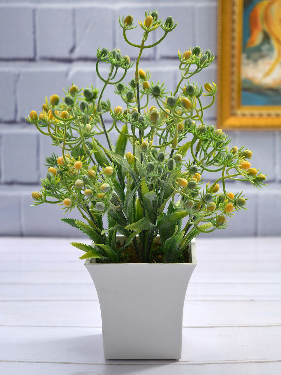 Fancy Mart Yellow & Green Artificial Milkweed With Pot Price in India