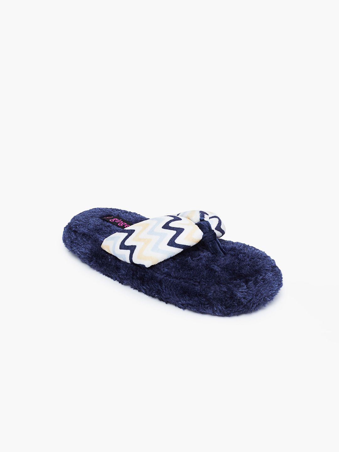 Ginger by Lifestyle Women Navy Blue Printed Room Slippers Price in