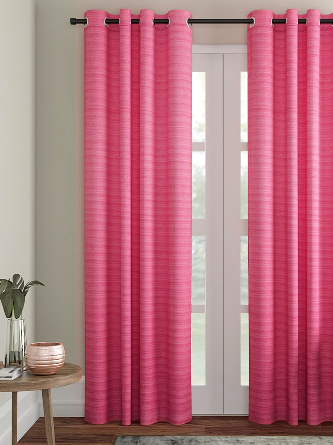 Soumya Pink Single Room Darkening Door Curtains Price in India