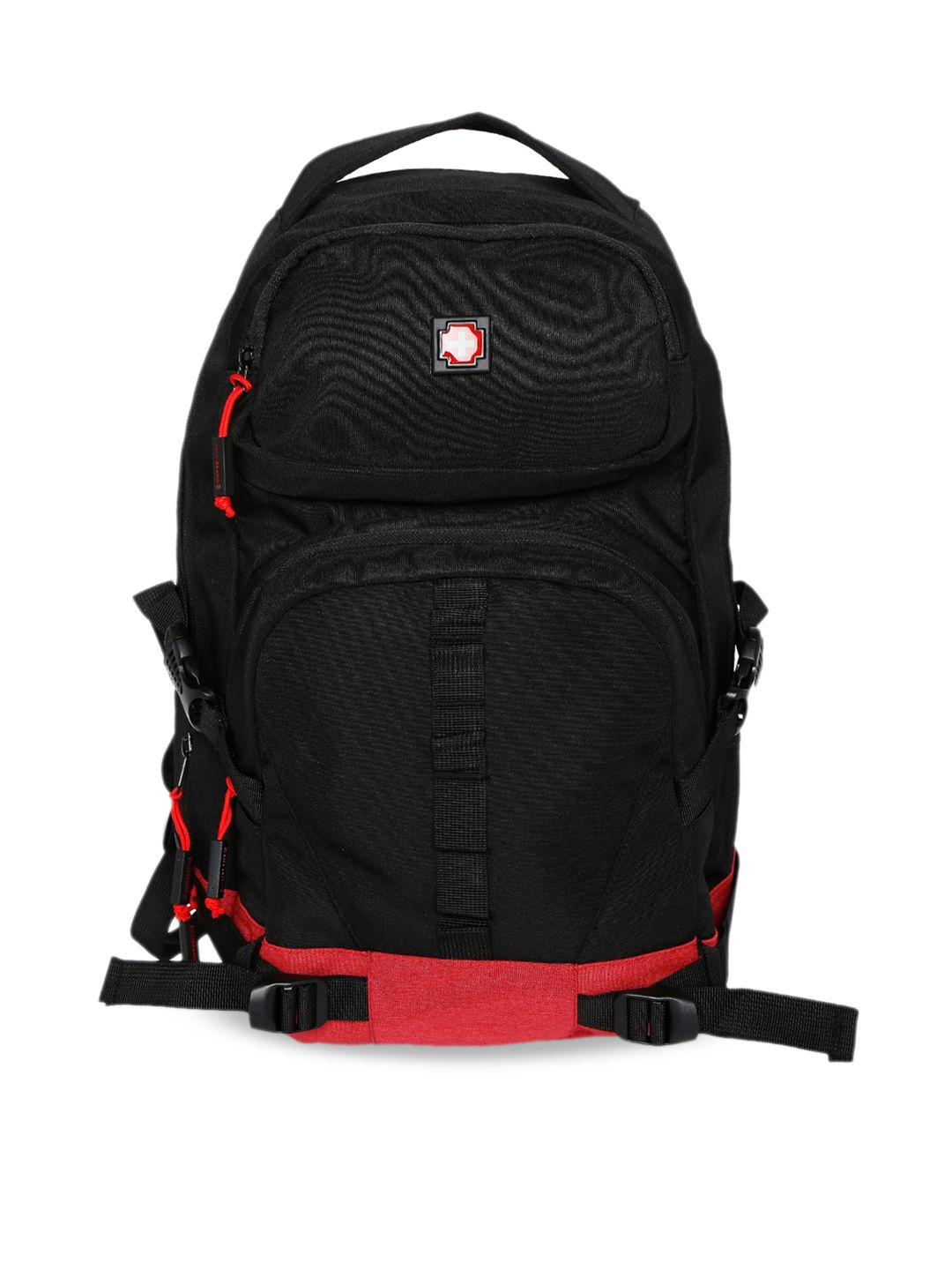 SWISS BRAND Unisex Black & Red Solid Backpack Price in India