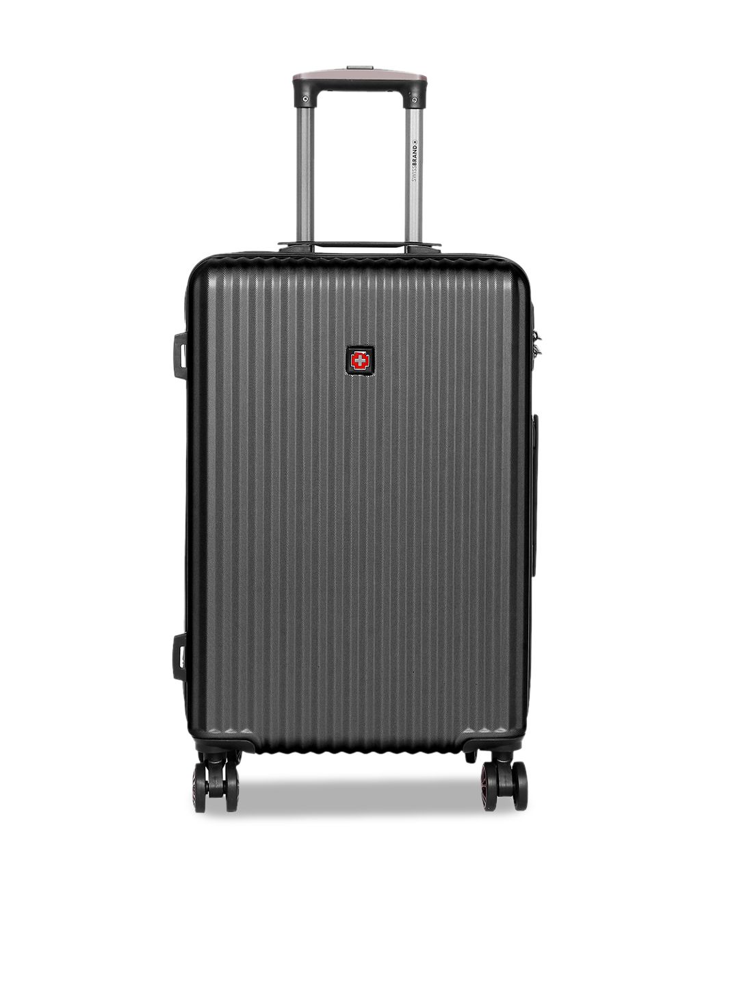 SWISS BRAND Black Riga Range Hard Side Medium Trolley Bag Price in India