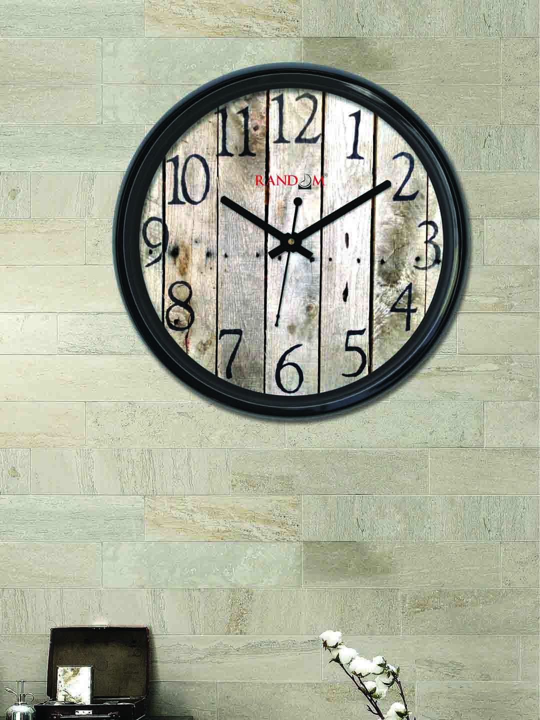 RANDOM Beige Round Printed 30cm Analogue Wall Clock Price in India
