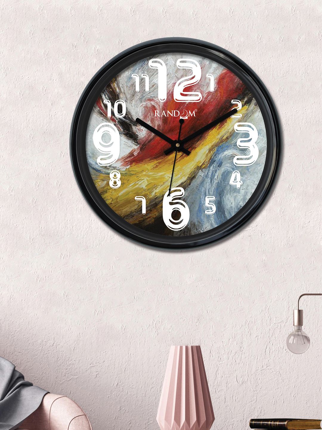 RANDOM Multicoloured Round Printed Analogue Wall Clock (30cm X 30cm X 2cm) Price in India