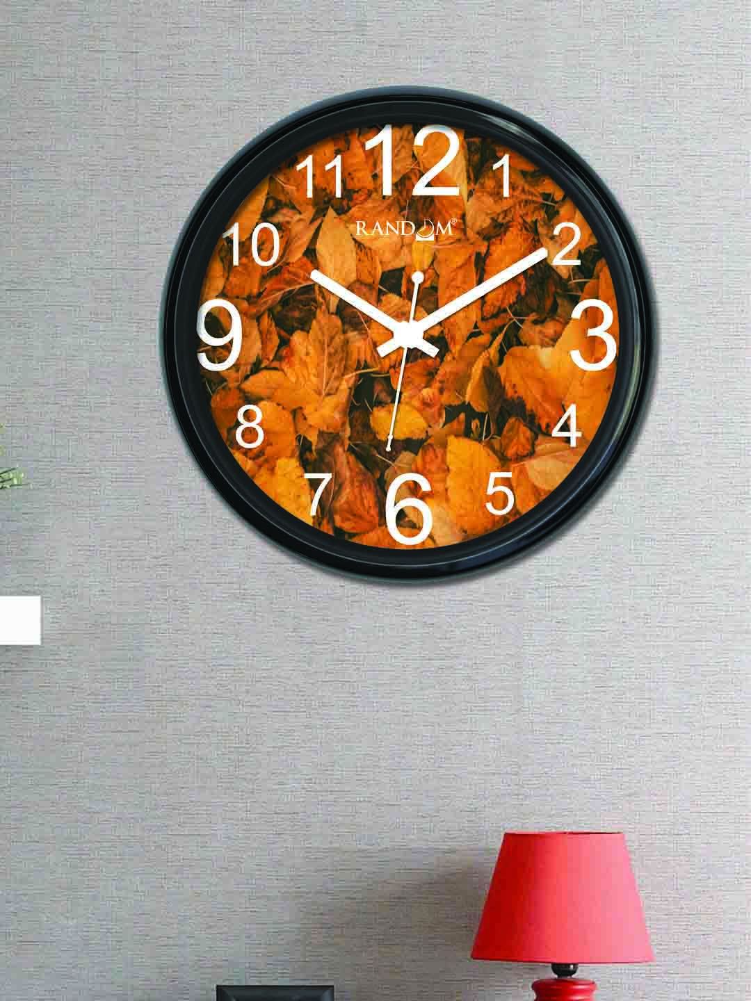 RANDOM Copper-Toned Round Printed 30 cm Analogue Wall Clock Price in India