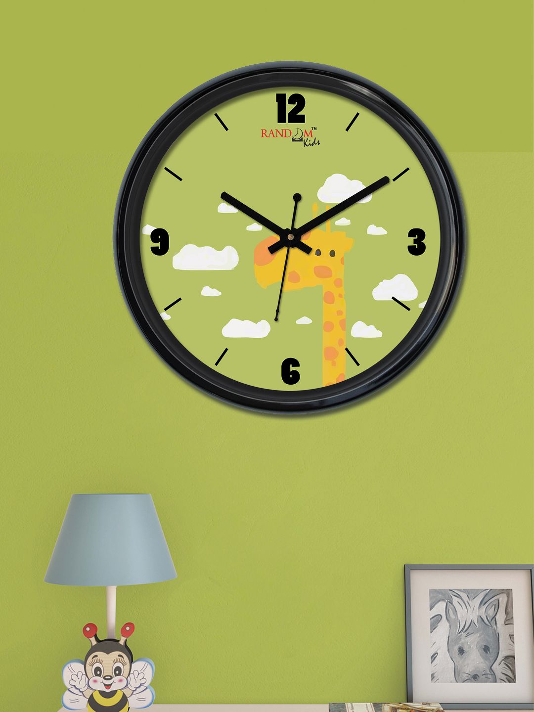 RANDOM Lime Green Round Printed Analogue Wall Clock Price in India