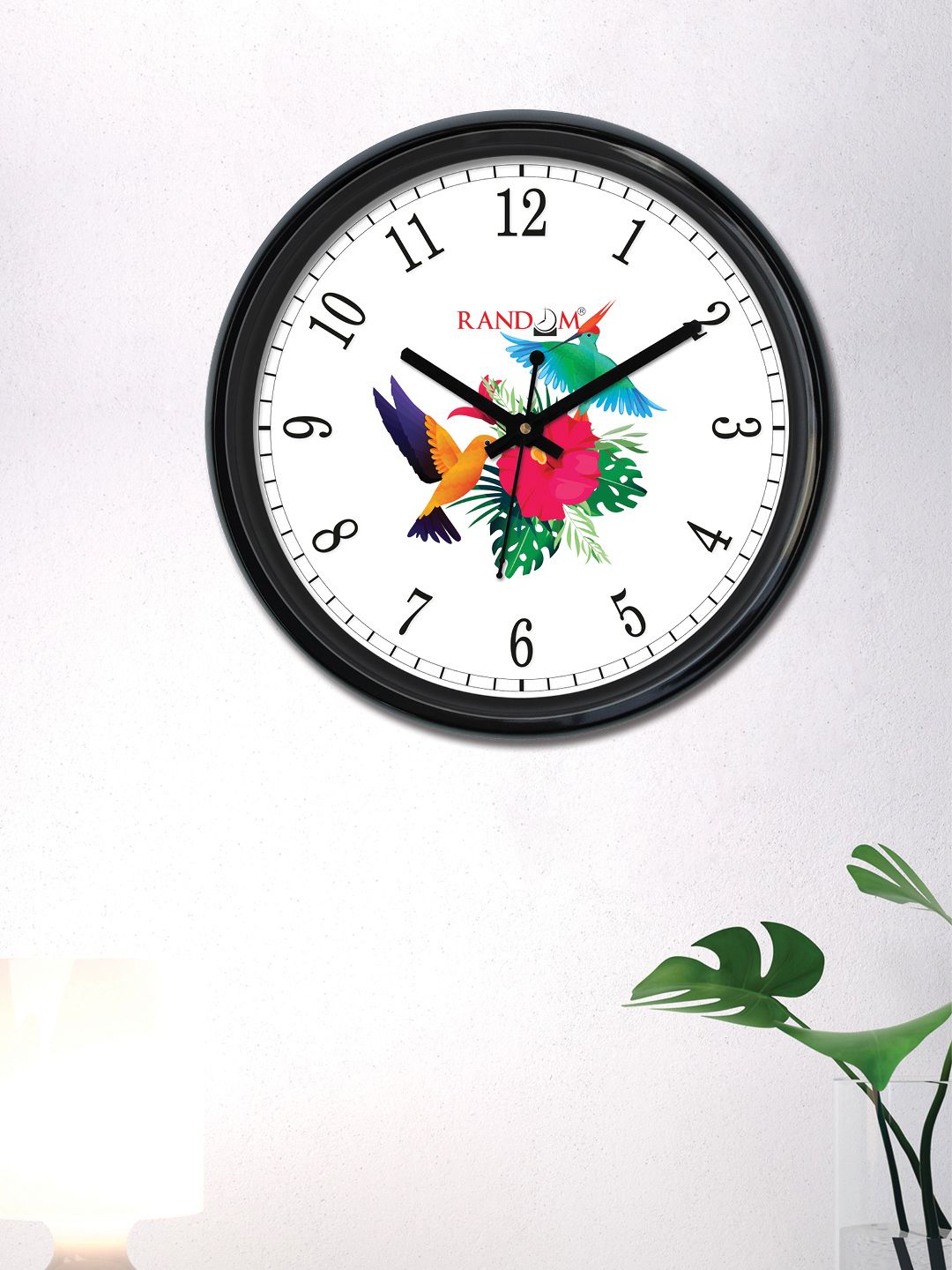 RANDOM White & Red Round Printed Analogue Wall Clock (30cm X 30cm X 2cm) Price in India