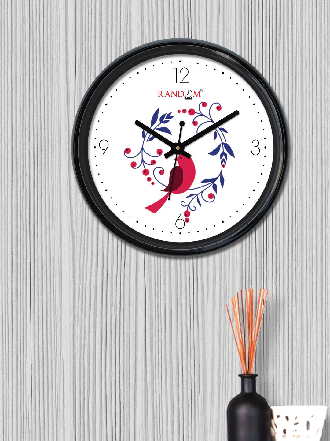 RANDOM White & Blue Round Printed 30cm Analogue Wall Clock Price in India