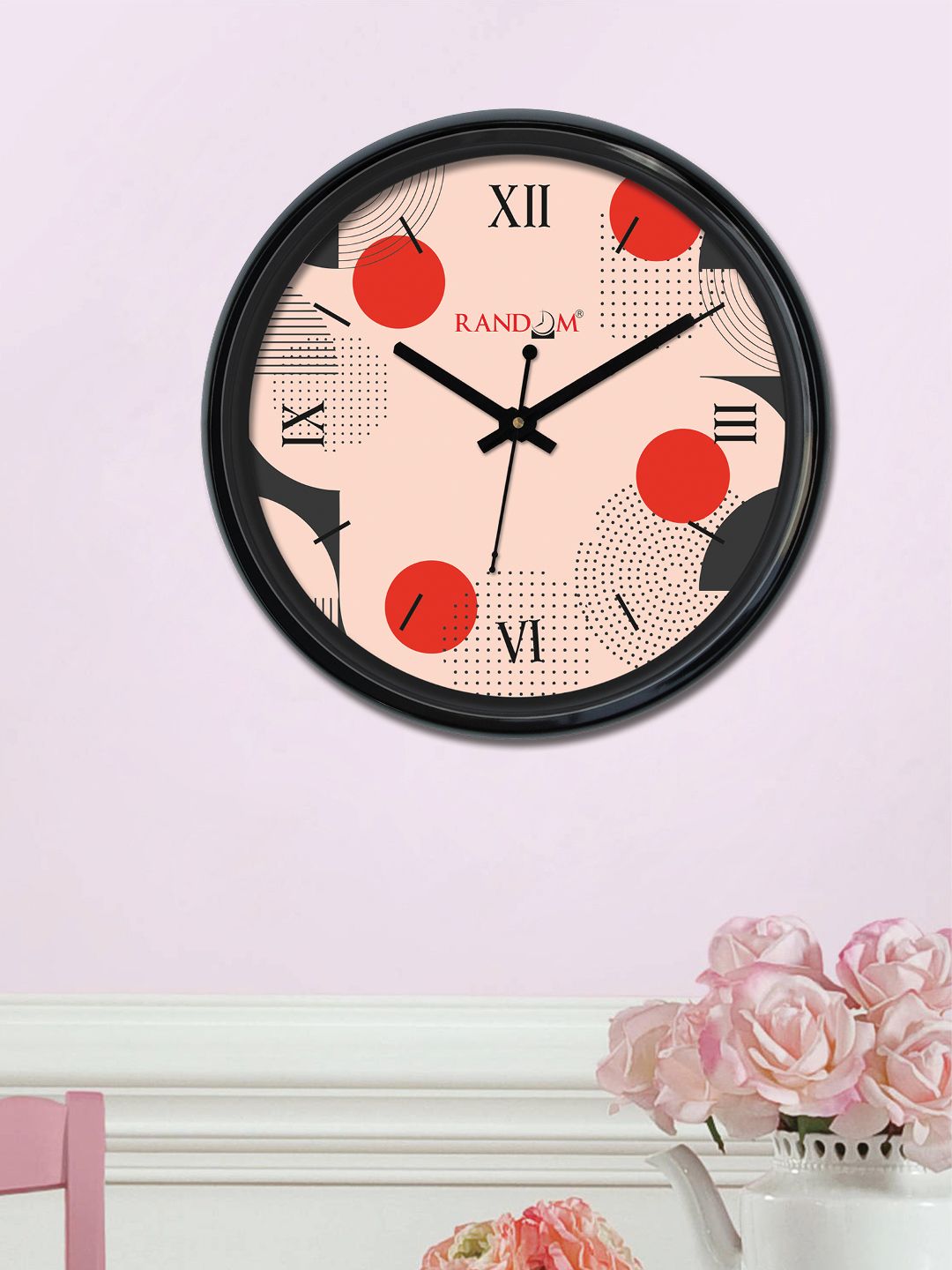 RANDOM Pink & Red Round Printed 30 cm Analogue Wall Clock Price in India