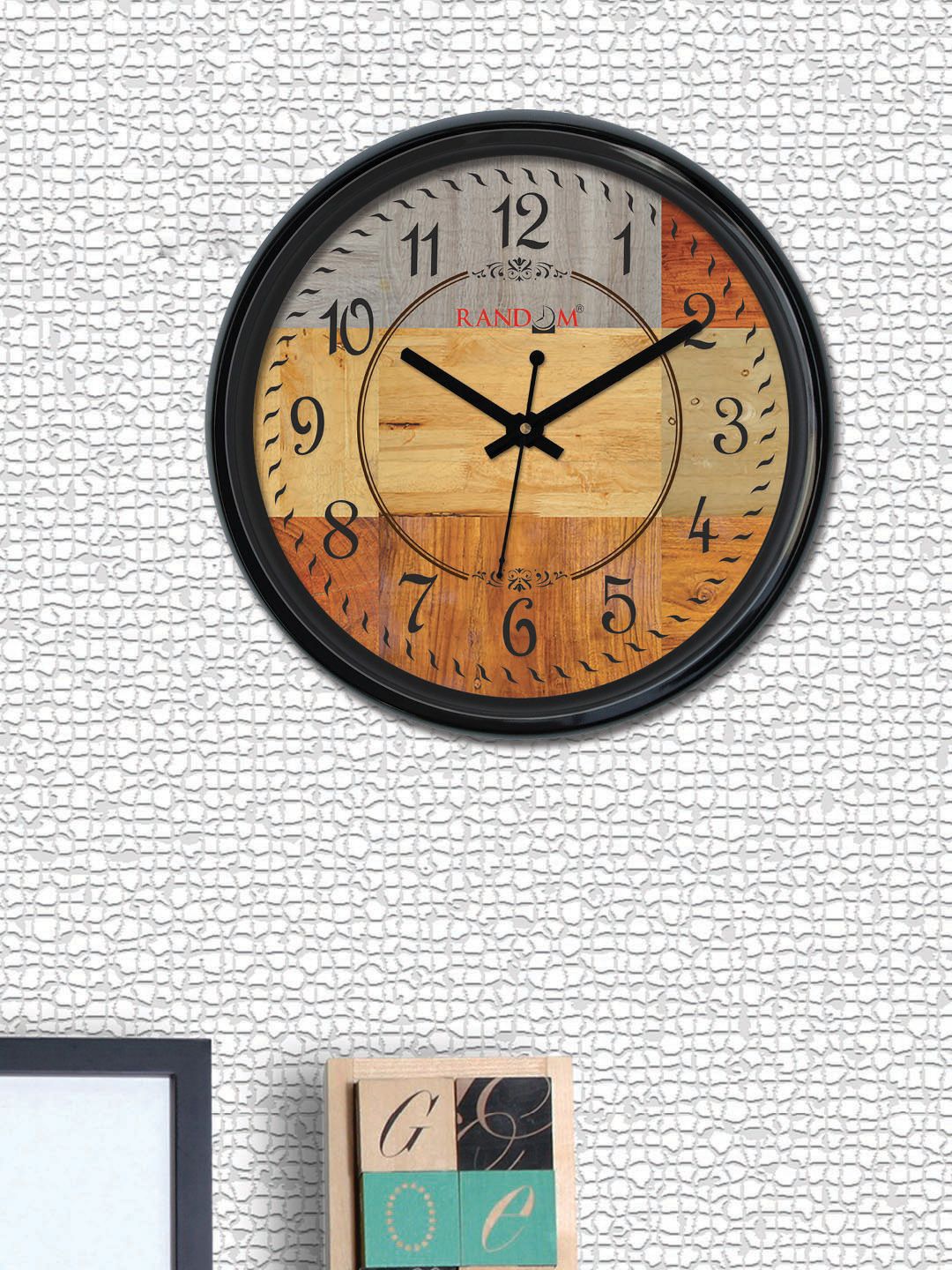 RANDOM Bronze-Toned & Grey Round Colourblocked Analogue Wall Clock (30cm X 30cm X 2cm) Price in India