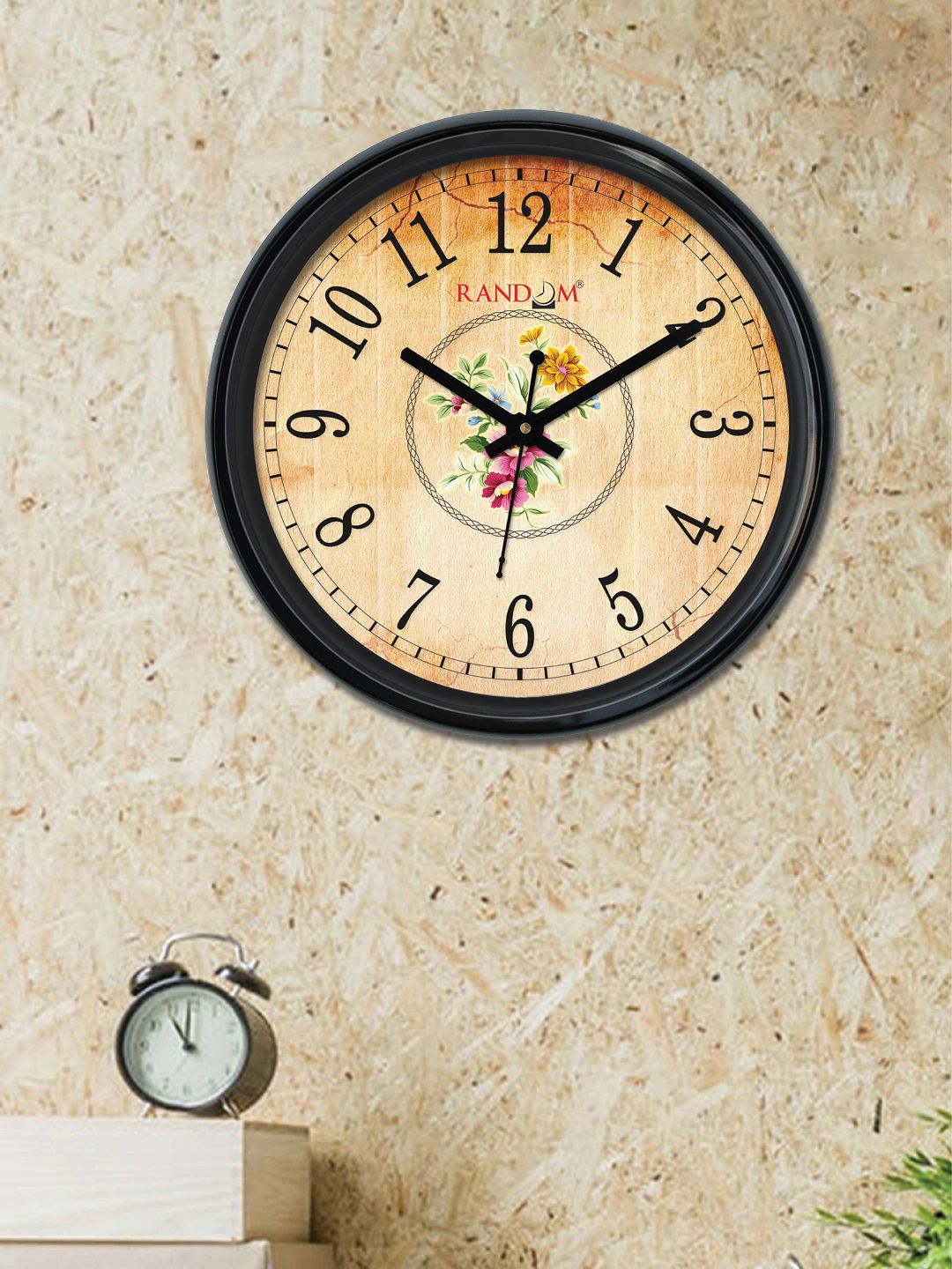 RANDOM Mustard Round Printed Analogue Wall Clock (30cm X 30cm X 2cm) Price in India