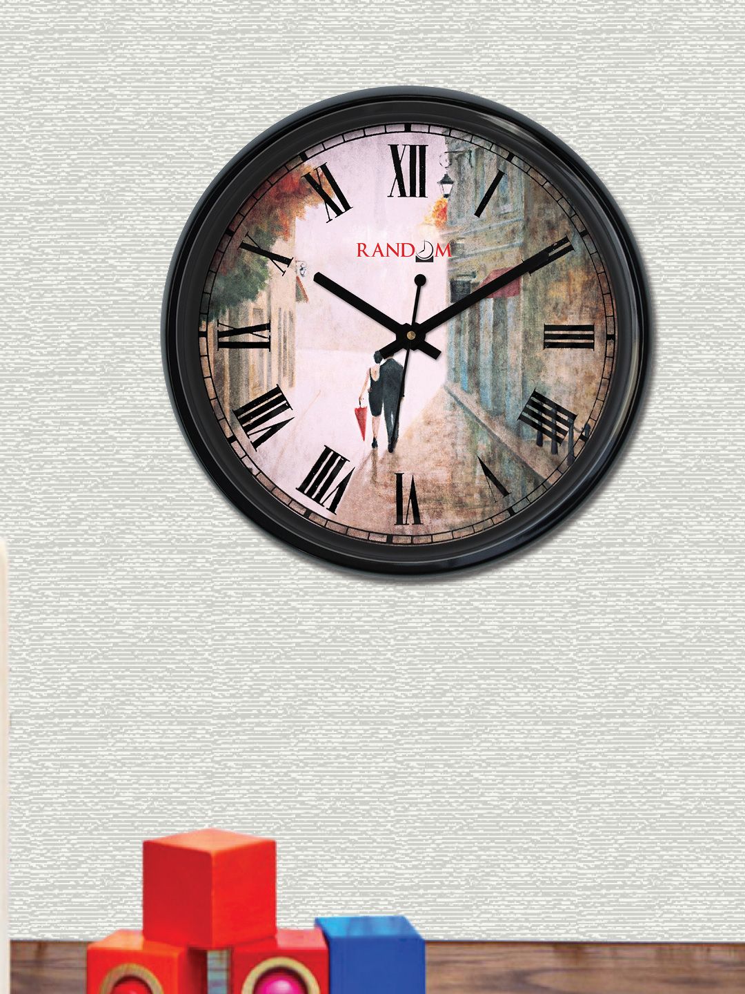 RANDOM Multicoloured Round Printed Analogue Wall Clock (30cm X 30cm X 2cm) Price in India