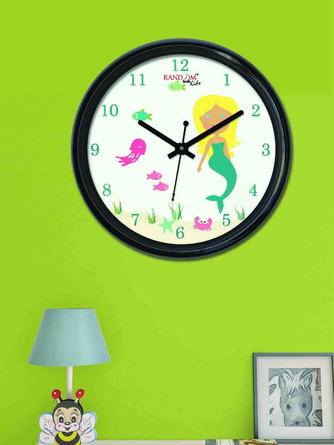 RANDOM Off-White Round Printed Analogue Wall Clock Price in India