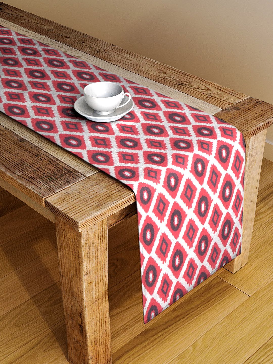 Alina decor Off-White & Red Digitally Printed Table Runner Price in India