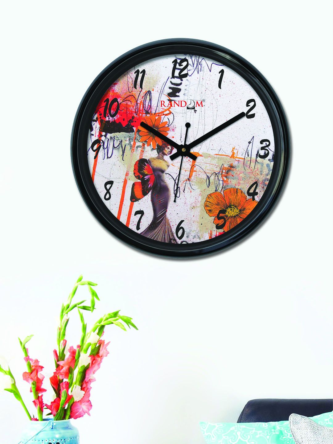 RANDOM Multicoloured Round Printed Analogue Wall Clock Price in India