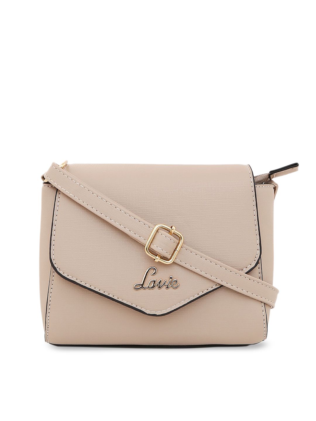 Lavie Beige Solid Sling Bag Price in India