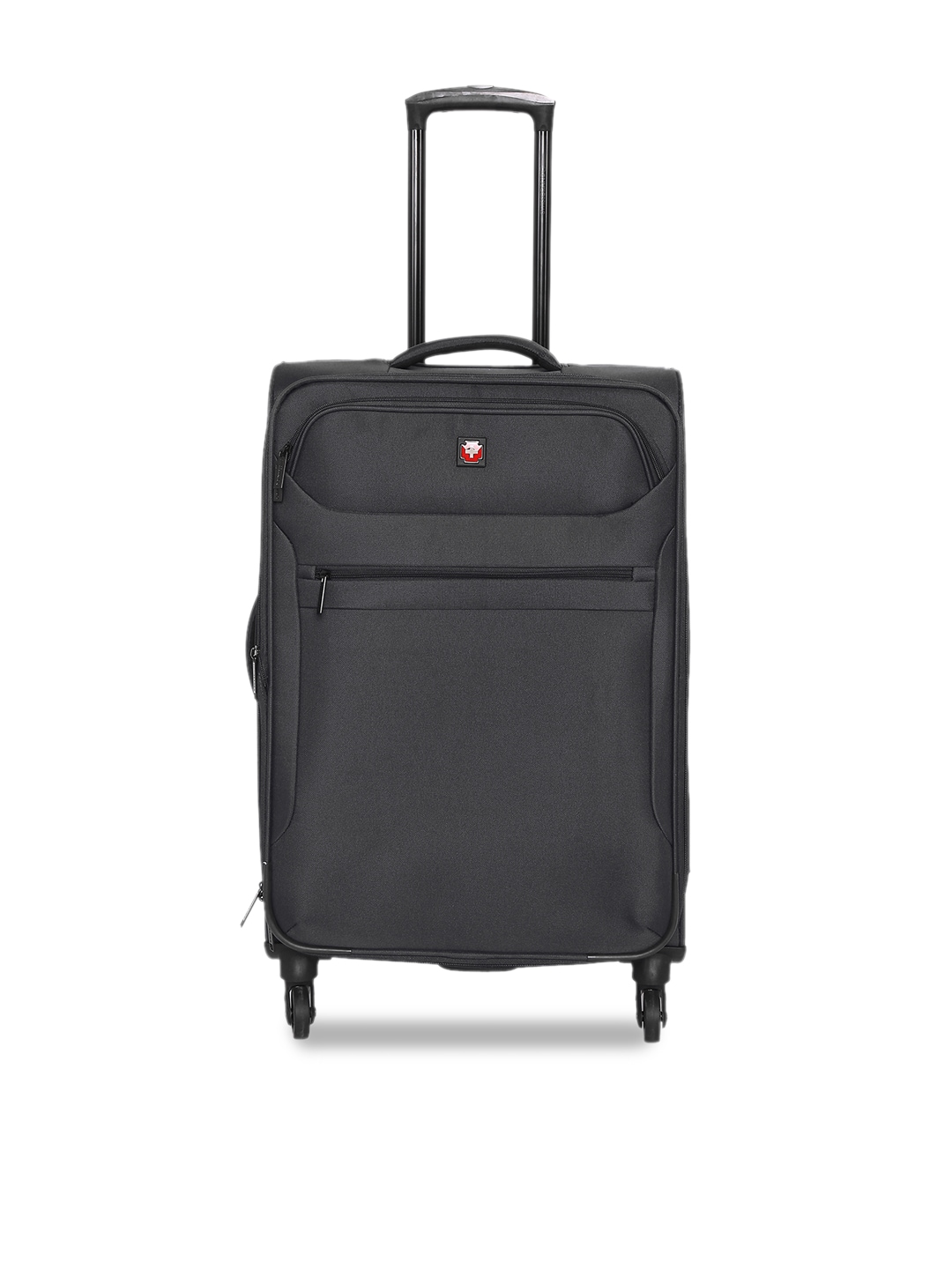 SWISS BRAND Grey Solid Hamilton Soft-Sided Cabin Trolley Bag Price in India