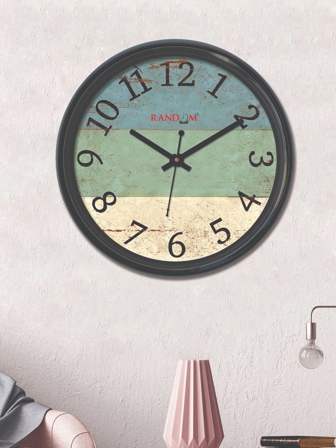RANDOM Coffee Brown Round Colourblocked Analogue Wall Clock (30 cm x 30 cm) Price in India