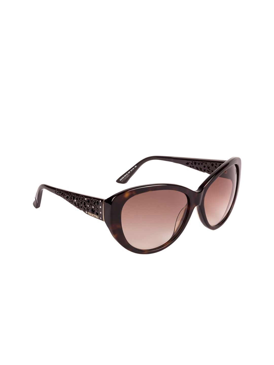 SWAROVSKI Women Brown Cateye Sunglasses SK0053 61 52F Price in India