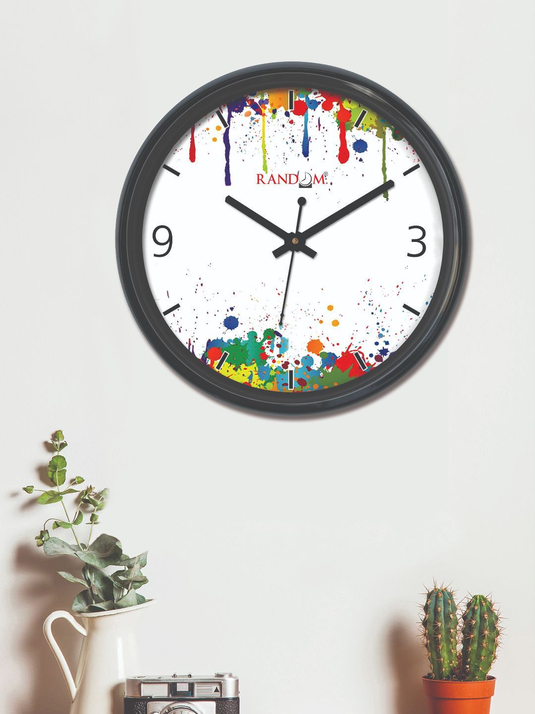 RANDOM Off-White & Green Round Printed Analogue Wall Clock (30 cm x 30 cm) Price in India