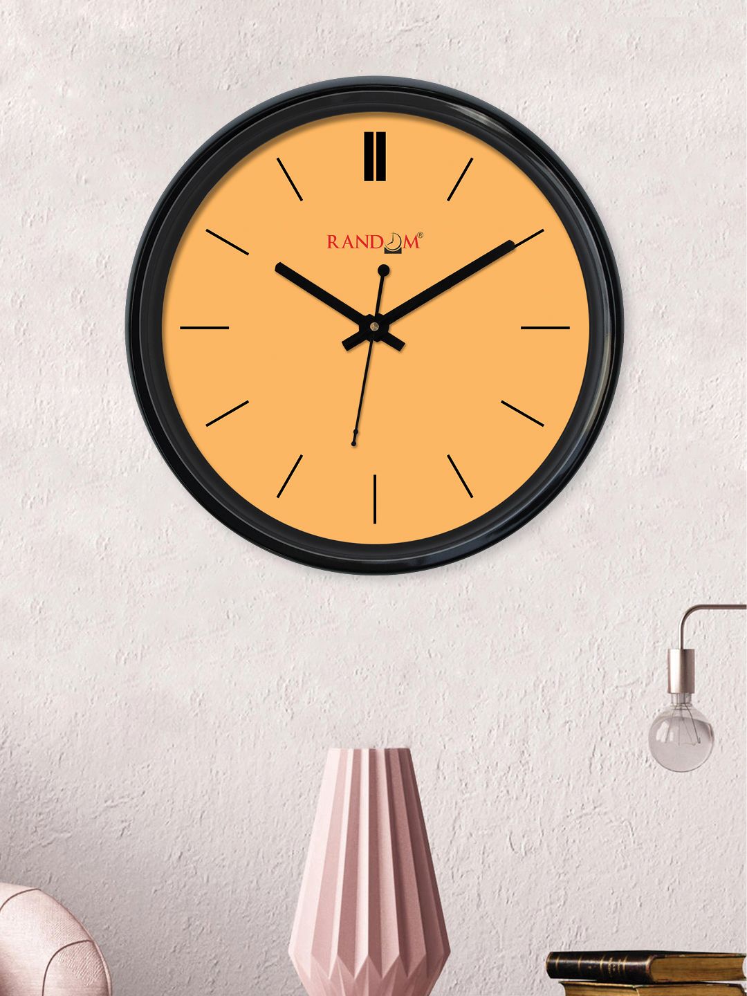 RANDOM Orange & Black Round Solid Analogue Wall Clock (30 cm x 30 cm) Price in India