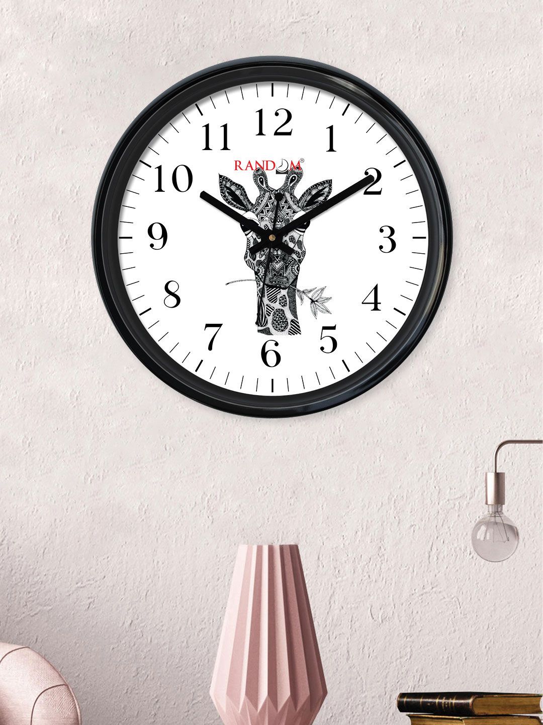 RANDOM White & Black Round Printed Analogue Wall Clock (30 cm x 30 cm) Price in India